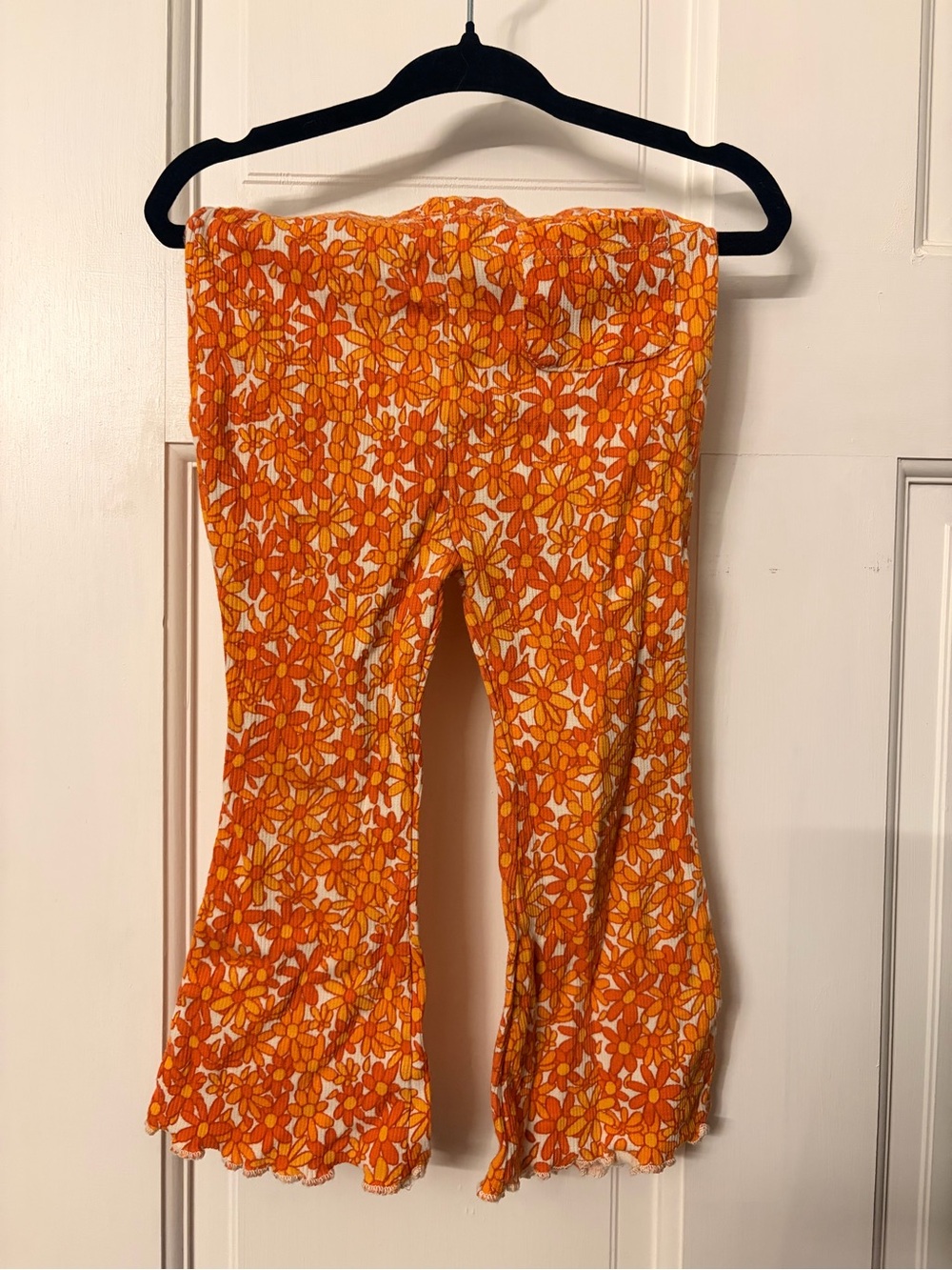 Zara Orange Floral Stretch Flare Leggings
